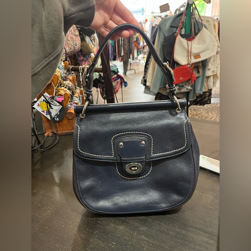 Coach Elegant Navy Leather Handbag
